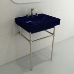 Scala Arch Wall-Mounted Sink Fireclay 23.75 in. 3-Hole in Sapphire Blue