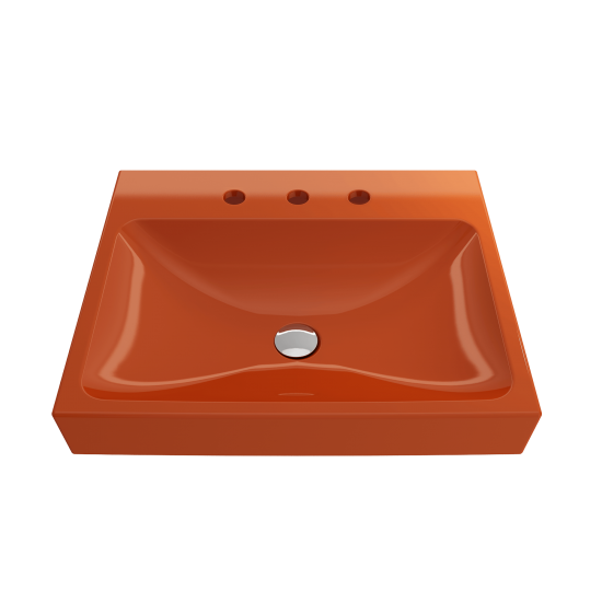 Scala Arch Wall-Mounted Sink Fireclay 23.75 in. 3-Hole in Orange