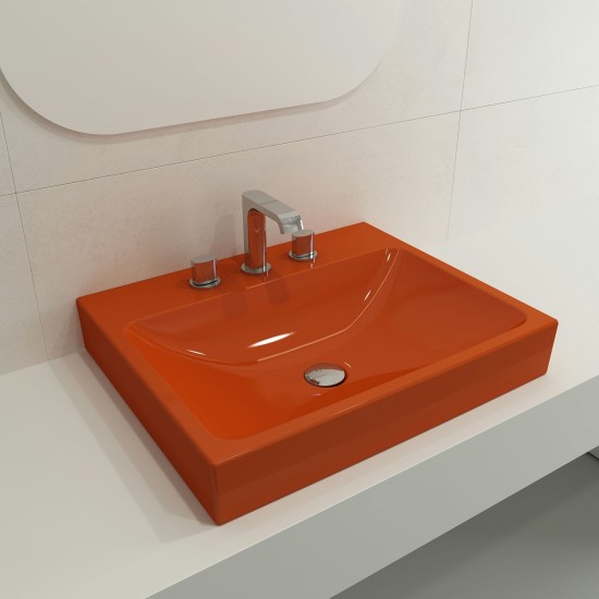 Scala Arch Wall-Mounted Sink Fireclay 23.75 in. 3-Hole in Orange