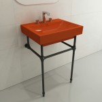 Scala Arch Wall-Mounted Sink Fireclay 23.75 in. 3-Hole in Orange