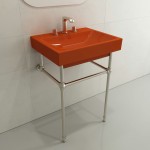 Scala Arch Wall-Mounted Sink Fireclay 23.75 in. 3-Hole in Orange