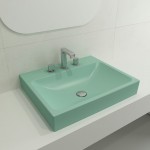 Scala Arch Wall-Mounted Sink Fireclay 23.75 in. 3-Hole in Matte Mint Green