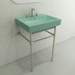 Scala Arch Wall-Mounted Sink Fireclay 23.75 in. 3-Hole in Matte Mint Green