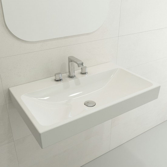 Scala Arch Wall-Mounted Sink Fireclay 32 in. 3-Hole in White