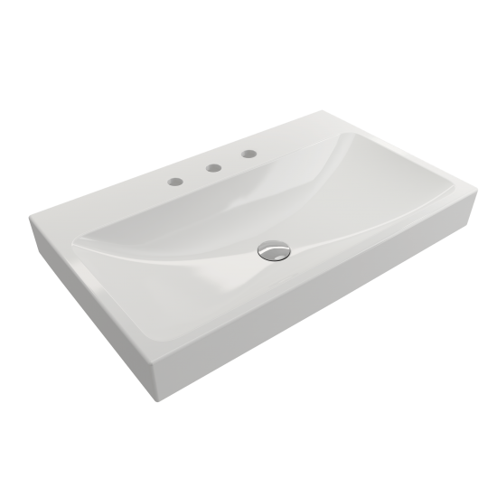 Scala Arch Wall-Mounted Sink Fireclay 32 in. 3-Hole in White