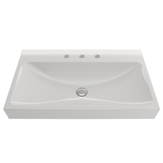 Scala Arch Wall-Mounted Sink Fireclay 32 in. 3-Hole in White