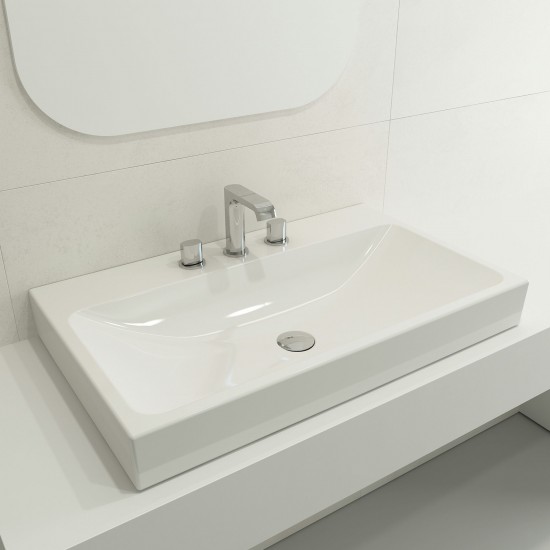 Scala Arch Wall-Mounted Sink Fireclay 32 in. 3-Hole in White