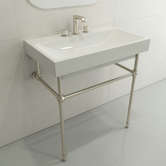 Scala Arch Wall-Mounted Sink Fireclay 32 in. 3-Hole in White