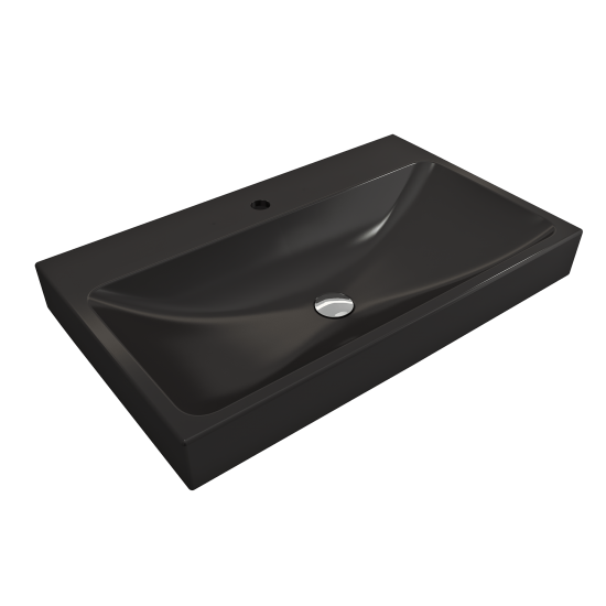 Scala Arch Wall-Mounted Sink Fireclay 32 in. 1-Hole in Matte Black