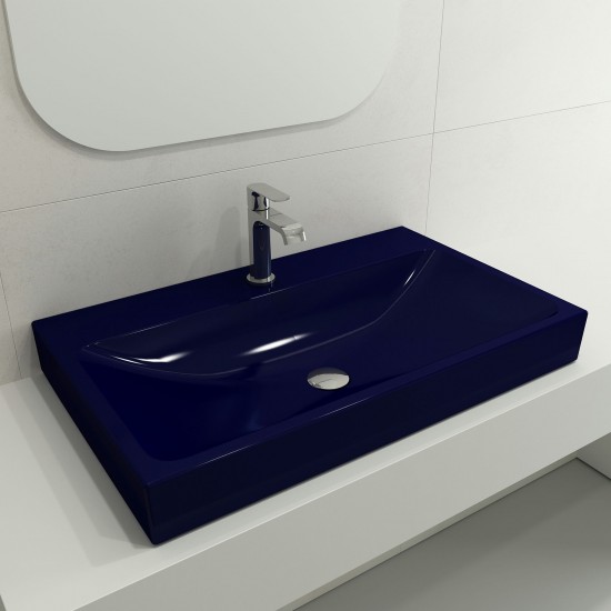 Scala Arch Wall-Mounted Sink Fireclay 32 in. 1-Hole in Sapphire Blue