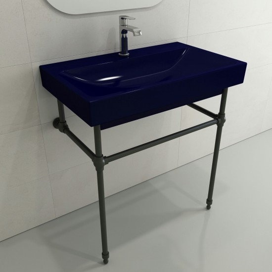 Scala Arch Wall-Mounted Sink Fireclay 32 in. 1-Hole in Sapphire Blue