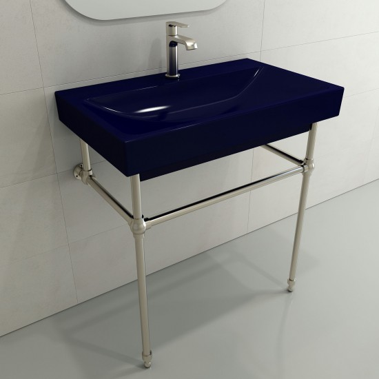 Scala Arch Wall-Mounted Sink Fireclay 32 in. 1-Hole in Sapphire Blue