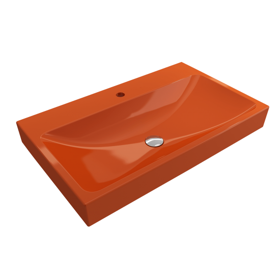 Scala Arch Wall-Mounted Sink Fireclay 32 in. 1-Hole in Orange