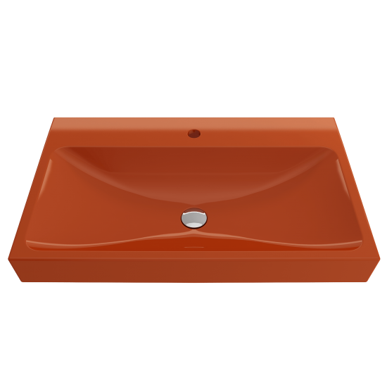 Scala Arch Wall-Mounted Sink Fireclay 32 in. 1-Hole in Orange