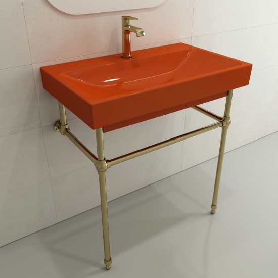 Scala Arch Wall-Mounted Sink Fireclay 32 in. 1-Hole in Orange