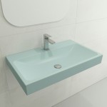 Scala Arch Wall-Mounted Sink Fireclay 32 in. 1-Hole in Matte Ice Blue