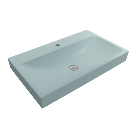 Scala Arch Wall-Mounted Sink Fireclay 32 in. 1-Hole in Matte Ice Blue