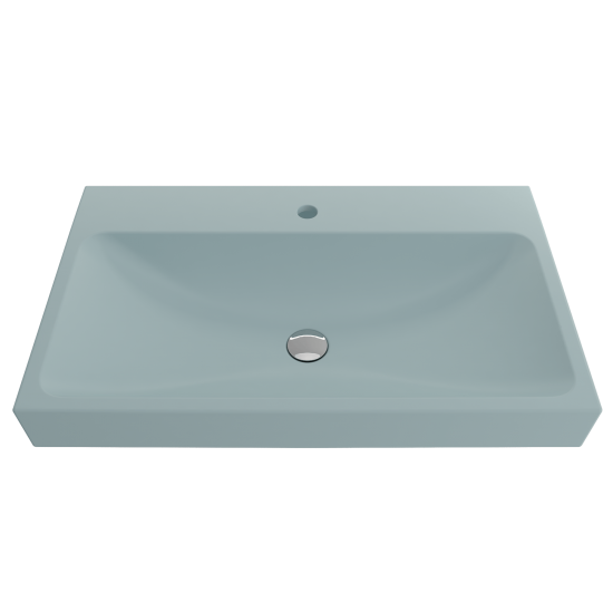 Scala Arch Wall-Mounted Sink Fireclay 32 in. 1-Hole in Matte Ice Blue