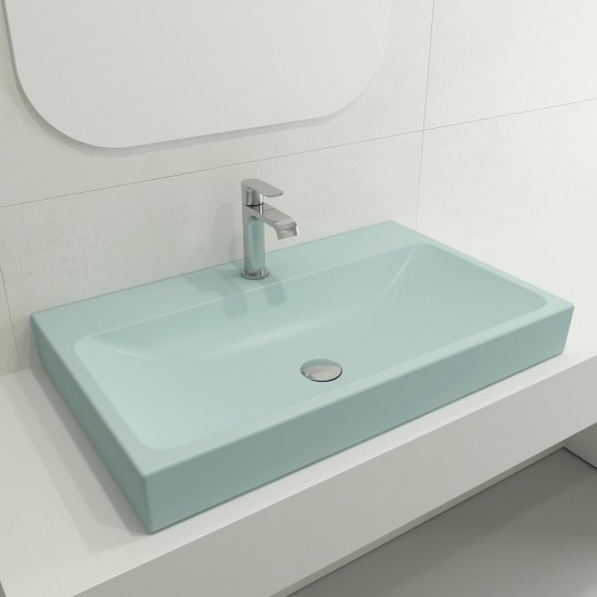 Scala Arch Wall-Mounted Sink Fireclay 32 in. 1-Hole in Matte Ice Blue