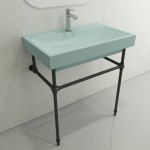 Scala Arch Wall-Mounted Sink Fireclay 32 in. 1-Hole in Matte Ice Blue