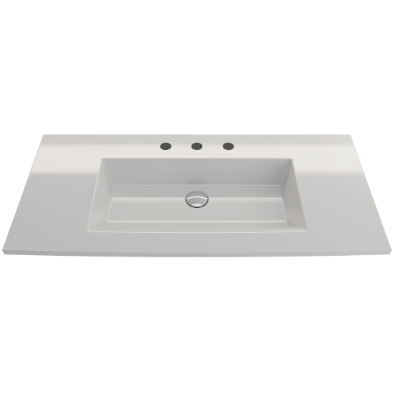 Ravenna Wall-Mounted Sink Fireclay 40.5 in. 3-Hole with Overflow in White