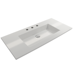 Ravenna Wall-Mounted Sink Fireclay 40.5 in. 3-Hole with Overflow in White