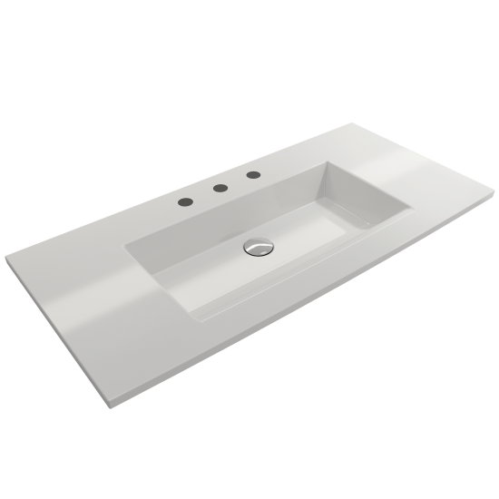 Ravenna Wall-Mounted Sink Fireclay 40.5 in. 3-Hole with Overflow in White