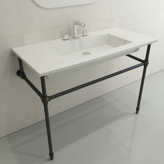 Ravenna Wall-Mounted Sink Fireclay 40.5 in. 3-Hole with Overflow in White