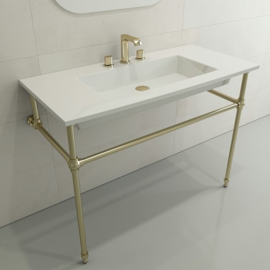 Ravenna Wall-Mounted Sink Fireclay 40.5 in. 3-Hole with Overflow in White