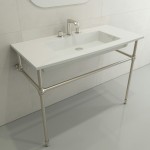 Ravenna Wall-Mounted Sink Fireclay 40.5 in. 3-Hole with Overflow in White