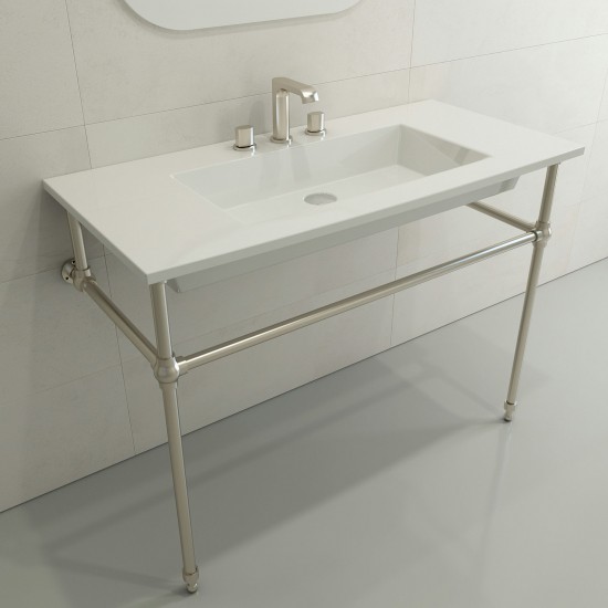 Ravenna Wall-Mounted Sink Fireclay 40.5 in. 3-Hole with Overflow in White