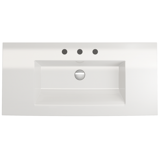 Ravenna Wall-Mounted Sink Fireclay 40.5 in. 3-Hole with Overflow in White