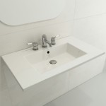 Ravenna Wall-Mounted Sink Fireclay 32.25 in. 1-Hole with Overflow in White