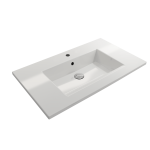 Ravenna Wall-Mounted Sink Fireclay 32.25 in. 1-Hole with Overflow in White