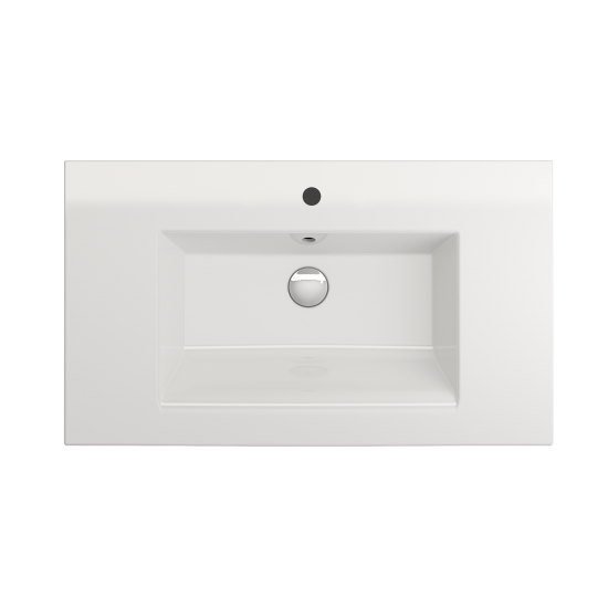 Ravenna Wall-Mounted Sink Fireclay 32.25 in. 1-Hole with Overflow in White