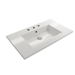 Ravenna Wall-Mounted Sink Fireclay 32.25 in. 3-Hole with Overflow in White