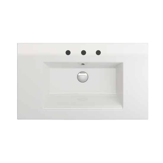 Ravenna Wall-Mounted Sink Fireclay 32.25 in. 3-Hole with Overflow in White