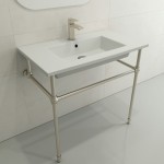 Ravenna Wall-Mounted Sink Fireclay 32.25 in. 1-Hole with Overflow in Matte White