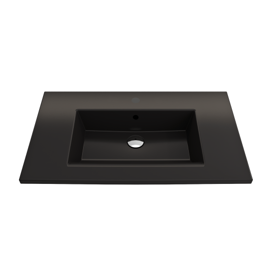 Ravenna Wall-Mounted Sink Fireclay 32.25 in. 1-Hole with Overflow in Matte Black