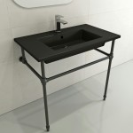 Ravenna Wall-Mounted Sink Fireclay 32.25 in. 1-Hole with Overflow in Matte Black