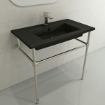 Ravenna Wall-Mounted Sink Fireclay 32.25 in. 1-Hole with Overflow in Matte Black