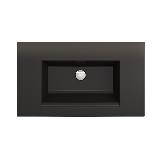 Ravenna Wall-Mounted Sink Fireclay 32.25 in. 1-Hole with Overflow in Matte Black