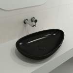 Etna Vessel Fireclay 23.25 in. with Matching Drain Cover in Matte Black