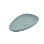Etna Vessel Fireclay 23.25 in. with Matching Drain Cover in Matte Ice Blue