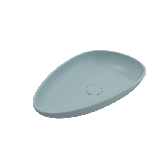 Etna Vessel Fireclay 23.25 in. with Matching Drain Cover in Matte Ice Blue