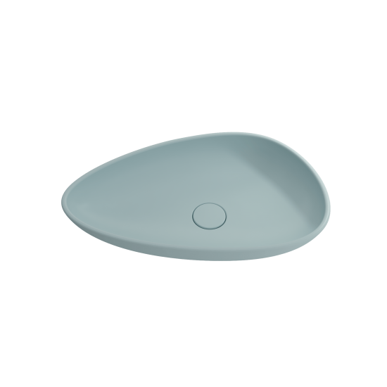 Etna Vessel Fireclay 23.25 in. with Matching Drain Cover in Matte Ice Blue