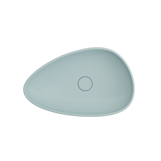 Etna Vessel Fireclay 23.25 in. with Matching Drain Cover in Matte Ice Blue