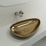 Etna Vessel Fireclay 23.25 in. with Matching Drain Cover in Matte Gold