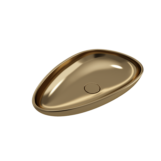 Etna Vessel Fireclay 23.25 in. with Matching Drain Cover in Matte Gold