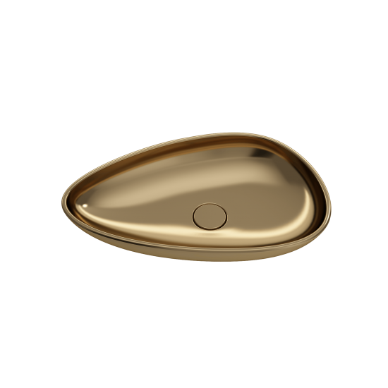 Etna Vessel Fireclay 23.25 in. with Matching Drain Cover in Matte Gold